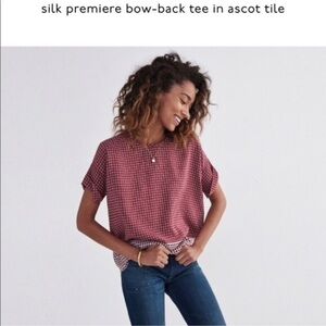 Silk Premiere Bow-Back Tee in Red by Madewell